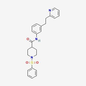 molecular formula C25H27N3O3S B4145508 1-(phenylsulfonyl)-N-{3-[2-(2-pyridinyl)ethyl]phenyl}-4-piperidinecarboxamide 