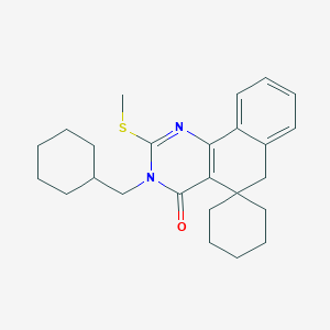 molecular formula C25H32N2OS B414554 3-(cyclohexylmethyl)-2-methylsulfanylspiro[6H-benzo[h]quinazoline-5,1'-cyclohexane]-4-one CAS No. 330454-25-6