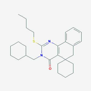 molecular formula C28H38N2OS B414555 2-butylsulfanyl-3-(cyclohexylmethyl)spiro[6H-benzo[h]quinazoline-5,1'-cyclohexane]-4-one CAS No. 329219-05-8