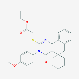 molecular formula C28H30N2O4S B414559 ethyl 2-[3-(4-methoxyphenyl)-4-oxospiro[6H-benzo[h]quinazoline-5,1'-cyclohexane]-2-yl]sulfanylacetate CAS No. 328069-52-9