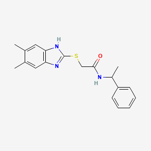 molecular formula C19H21N3OS B4145625 2-[(5,6-dimethyl-1H-benzimidazol-2-yl)thio]-N-(1-phenylethyl)acetamide 