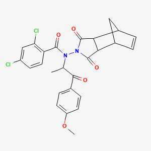 2,4-dichloro-N-(3,5-dioxo-4-azatricyclo[5.2.1.0~2,6~]dec-8-en-4-yl)-N-[2-(4-methoxyphenyl)-1-methyl-2-oxoethyl]benzamide