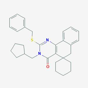 molecular formula C30H34N2OS B414564 2-benzylsulfanyl-3-(cyclopentylmethyl)spiro[6H-benzo[h]quinazoline-5,1'-cyclohexane]-4-one CAS No. 312626-12-3