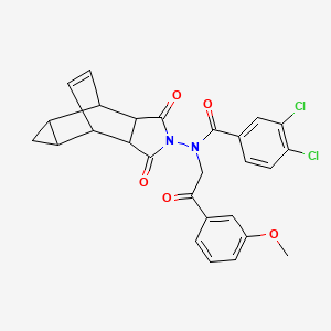 molecular formula C27H22Cl2N2O5 B4145640 3,4-dichloro-N-(1,3-dioxooctahydro-4,6-ethenocyclopropa[f]isoindol-2(1H)-yl)-N-[2-(3-methoxyphenyl)-2-oxoethyl]benzamide 