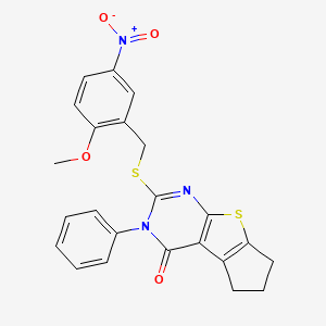 2-[(2-methoxy-5-nitrobenzyl)thio]-3-phenyl-3,5,6,7-tetrahydro-4H-cyclopenta[4,5]thieno[2,3-d]pyrimidin-4-one