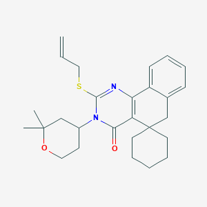 3-(2,2-DIMETHYLOXAN-4-YL)-2-(PROP-2-EN-1-YLSULFANYL)-4,6-DIHYDRO-3H-SPIRO[BENZO[H]QUINAZOLINE-5,1'-CYCLOHEXAN]-4-ONE