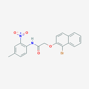 molecular formula C19H15BrN2O4 B4145706 2-(1-bromonaphthalen-2-yl)oxy-N-(4-methyl-2-nitrophenyl)acetamide 