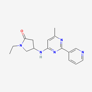 molecular formula C16H19N5O B4145712 1-ethyl-4-[(6-methyl-2-pyridin-3-ylpyrimidin-4-yl)amino]pyrrolidin-2-one 