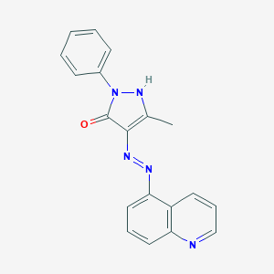molecular formula C19H15N5O B414575 3-methyl-1-phenyl-4-(quinolin-5-yldiazenyl)-1H-pyrazol-5-ol 