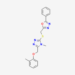 2-[[4-Methyl-5-[(2-methylphenoxy)methyl]-1,2,4-triazol-3-yl]sulfanylmethyl]-5-phenyl-1,3,4-oxadiazole