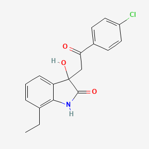 molecular formula C18H16ClNO3 B4145872 3-[2-(4-chlorophenyl)-2-oxoethyl]-7-ethyl-3-hydroxy-1,3-dihydro-2H-indol-2-one 