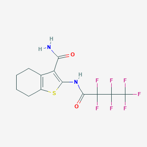 molecular formula C13H11F7N2O2S B414588 2-[(2,2,3,3,4,4,4-Heptafluorobutanoyl)amino]-4,5,6,7-tetrahydro-1-benzothiophene-3-carboxamide 