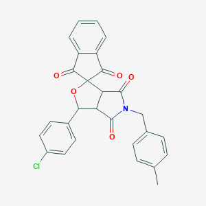 molecular formula C28H20ClNO5 B414593 3-(4-chlorophenyl)-5-(4-methylbenzyl)-3a,6a-dihydrospiro[furo[3,4-c]pyrrole-1,2'-indene]-1',3',4,6(3H,5H)-tetrone 