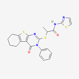 2-[(4-oxo-3-phenyl-3,4,5,6,7,8-hexahydro[1]benzothieno[2,3-d]pyrimidin-2-yl)thio]-N-1,3-thiazol-2-ylpropanamide