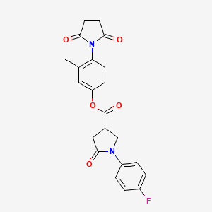 4-(2,5-Dioxopyrrolidin-1-yl)-3-methylphenyl 1-(4-fluorophenyl)-5-oxopyrrolidine-3-carboxylate