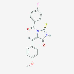 molecular formula C18H13FN2O3S B414603 1-(4-Fluorobenzoyl)-5-(4-methoxybenzylidene)-2-thioxo-4-imidazolidinone CAS No. 1164477-45-5
