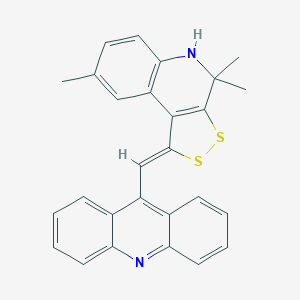 molecular formula C27H22N2S2 B414607 9-[(4,4,8-trimethyl-4,5-dihydro-1H-[1,2]dithiolo[3,4-c]quinolin-1-ylidene)methyl]acridine 