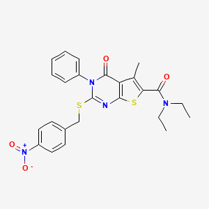 molecular formula C25H24N4O4S2 B4146081 N,N-diethyl-5-methyl-2-[(4-nitrobenzyl)thio]-4-oxo-3-phenyl-3,4-dihydrothieno[2,3-d]pyrimidine-6-carboxamide 