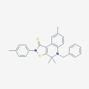 molecular formula C27H26N2S2 B414610 5-benzyl-4,4,8-trimethyl-2-(4-methylphenyl)-4,5-dihydroisothiazolo[5,4-c]quinoline-1(2H)-thione CAS No. 331417-08-4