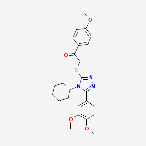 molecular formula C25H29N3O4S B4146109 2-{[4-cyclohexyl-5-(3,4-dimethoxyphenyl)-4H-1,2,4-triazol-3-yl]thio}-1-(4-methoxyphenyl)ethanone 