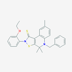 molecular formula C28H28N2OS2 B414612 5-benzyl-2-(2-ethoxyphenyl)-4,4,8-trimethyl-4,5-dihydroisothiazolo[5,4-c]quinoline-1(2H)-thione 