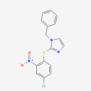 molecular formula C16H12ClN3O2S B4146139 1-benzyl-2-[(4-chloro-2-nitrophenyl)thio]-1H-imidazole 