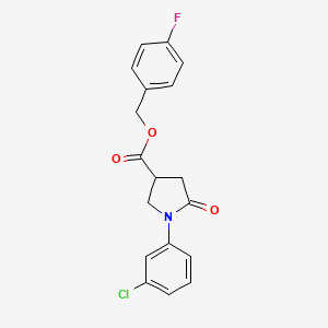 molecular formula C18H15ClFNO3 B4146150 4-fluorobenzyl 1-(3-chlorophenyl)-5-oxo-3-pyrrolidinecarboxylate 