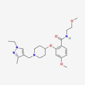 2-({1-[(1-ethyl-3-methyl-1H-pyrazol-4-yl)methyl]-4-piperidinyl}oxy)-4-methoxy-N-(2-methoxyethyl)benzamide