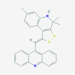 molecular formula C27H22N2S2 B414618 9-[(4,4,7-trimethyl-4,5-dihydro-1H-[1,2]dithiolo[3,4-c]quinolin-1-ylidene)methyl]acridine 