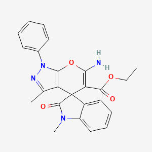 ethyl 6'-amino-1,3'-dimethyl-2-oxo-1'-phenyl-1,2-dihydro-1'H-spiro[indole-3,4'-pyrano[2,3-c]pyrazole]-5'-carboxylate