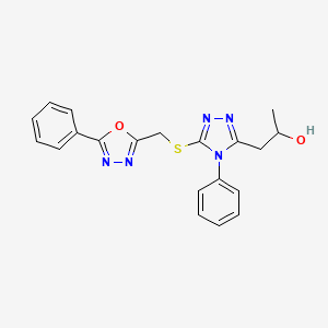 1-(4-phenyl-5-{[(5-phenyl-1,3,4-oxadiazol-2-yl)methyl]thio}-4H-1,2,4-triazol-3-yl)-2-propanol