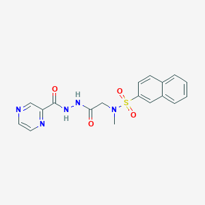 molecular formula C18H17N5O4S B4146234 N-methyl-N-[2-oxo-2-[2-(pyrazine-2-carbonyl)hydrazinyl]ethyl]naphthalene-2-sulfonamide 