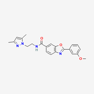 molecular formula C22H22N4O3 B4146252 N-[2-(3,5-dimethyl-1H-pyrazol-1-yl)ethyl]-2-(3-methoxyphenyl)-1,3-benzoxazole-6-carboxamide 