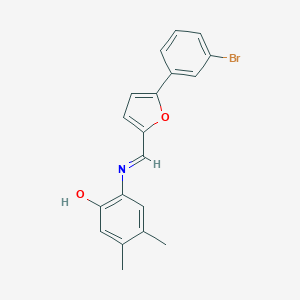 molecular formula C19H16BrNO2 B414627 2-({[5-(3-Bromophenyl)-2-furyl]methylene}amino)-4,5-dimethylphenol 