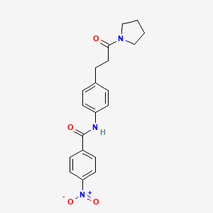 molecular formula C20H21N3O4 B4146298 4-nitro-N-[4-(3-oxo-3-pyrrolidin-1-ylpropyl)phenyl]benzamide 