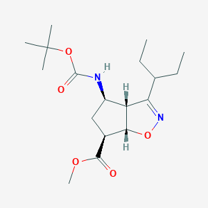 molecular formula C18H30N2O5 B041463 (3Ar,4r,6s,6as)-甲基 4-(叔丁氧羰基氨基)-3-(戊-3-基)-4,5,6,6a-四氢-3ah-环戊[d]异恶唑-6-羧酸酯 CAS No. 229613-93-8