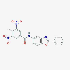 molecular formula C21H14N4O6 B414632 4-methyl-3,5-dinitro-N-(2-phenyl-1,3-benzoxazol-5-yl)benzamide 
