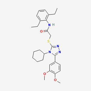 2-{[4-cyclohexyl-5-(3,4-dimethoxyphenyl)-4H-1,2,4-triazol-3-yl]thio}-N-(2,6-diethylphenyl)acetamide