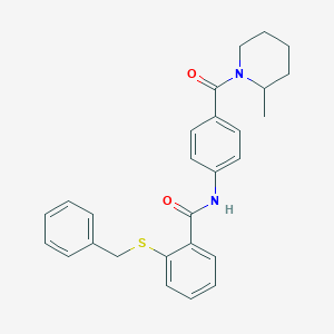 2-(benzylthio)-N-{4-[(2-methyl-1-piperidinyl)carbonyl]phenyl}benzamide