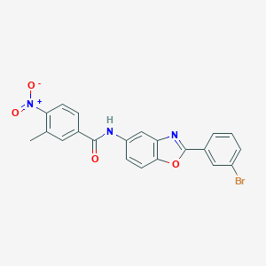 molecular formula C21H14BrN3O4 B414636 N-[2-(3-bromophenyl)-1,3-benzoxazol-5-yl]-4-nitro-3-methylbenzamide 