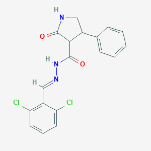 molecular formula C18H15Cl2N3O2 B414637 N'-(2,6-dichlorobenzylidene)-2-oxo-4-phenyl-3-pyrrolidinecarbohydrazide 