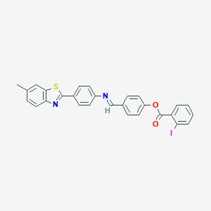 molecular formula C28H19IN2O2S B414642 4-({[4-(6-Methyl-1,3-benzothiazol-2-yl)phenyl]imino}methyl)phenyl 2-iodobenzoate 