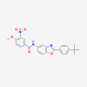 molecular formula C25H23N3O5 B414643 N-[2-(4-tert-Butyl-phenyl)-benzooxazol-5-yl]-4-methoxy-3-nitro-benzamide 