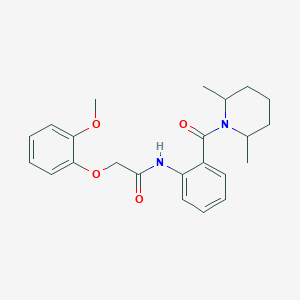 molecular formula C23H28N2O4 B4146437 N-{2-[(2,6-dimethyl-1-piperidinyl)carbonyl]phenyl}-2-(2-methoxyphenoxy)acetamide 