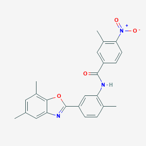 molecular formula C24H21N3O4 B414645 N-[5-(5,7-dimethyl-1,3-benzoxazol-2-yl)-2-methylphenyl]-4-nitro-3-methylbenzamide 