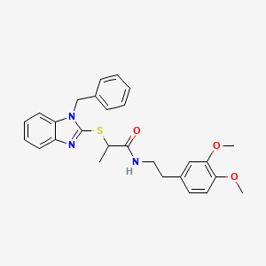 molecular formula C27H29N3O3S B4146467 2-[(1-benzyl-1H-benzimidazol-2-yl)thio]-N-[2-(3,4-dimethoxyphenyl)ethyl]propanamide 