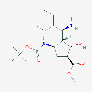 (1S,2S,3S,4R)-Methyl 3-((R)-1-amino-2-ethylbutyl)-4-((tert-butoxycarbonyl)amino)-2-hydroxycyclopentanecarboxylate