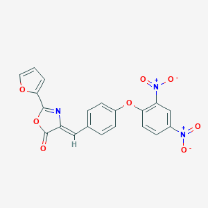 molecular formula C20H11N3O8 B414663 4-(4-{2,4-bisnitrophenoxy}benzylidene)-2-(2-furyl)-1,3-oxazol-5(4H)-one 
