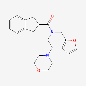 molecular formula C21H26N2O3 B4146636 N-(2-furylmethyl)-N-(2-morpholin-4-ylethyl)indane-2-carboxamide 