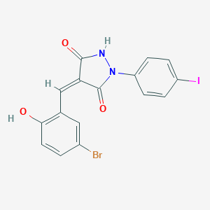 molecular formula C16H10BrIN2O3 B414664 4-(5-Bromo-2-hydroxybenzylidene)-1-(4-iodophenyl)-3,5-pyrazolidinedione 